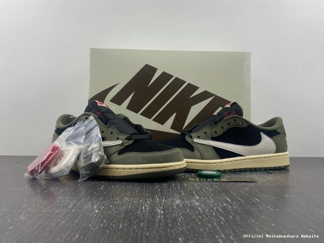 Official Maikesneakers OLIVE' DM7866-002 SP SCOTT TRAVIS X 'BLACK JORDAN 1 OG AIR LOW 0729